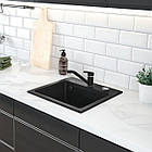 Мийка для кухні гранітна квадратна DEANTE Zorba 440x440x184мм чорна ZQZ_N103, фото 4