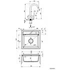 Мийка для кухні гранітна квадратна DEANTE Zorba&Nemezja 440x440x184мм із комплектом сіра ZQZA2103, фото 2