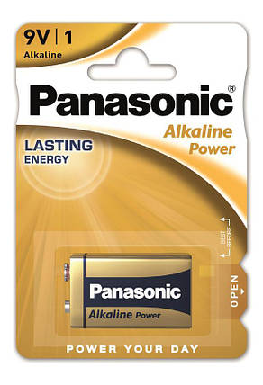 Батарейка Panasonic ALKALINE POWER лужна 6LF22(6LR61, MN1604, MX1604, Крона) блістер, 1 шт., фото 1