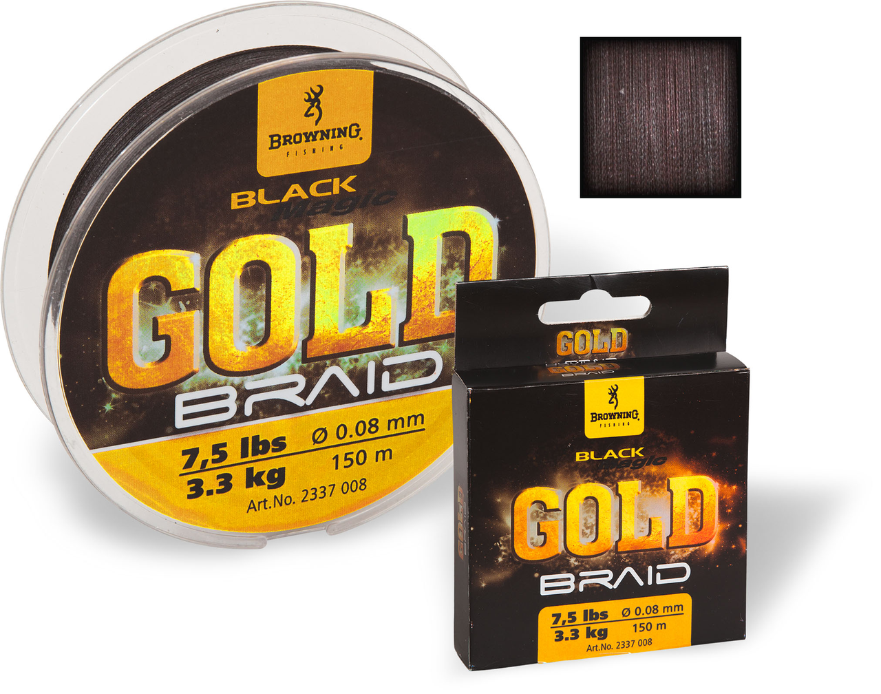 Шнур Browning Black Magic Gold Braid, 0,12 мм, 4,5 кг, 150м, чорний (2337012)