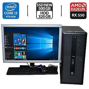ПК+Монітор HP ProDesk 600 G1 MT/ i5-4570/ 16GB RAM/ 500GB SSD NEW+320GB HDD/ Radeon RX 550 4GB+Б-клас 22" 1680x1050, фото 1