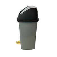 Компактне відро для сміття 15Л FLAT CLICK пластик, сірий SNMZ, фото 2