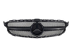 Решітка радіатора на Mercedes C-Class W205 2014-2018 рік AMG стиль Matte Black ( без місця під камеру)