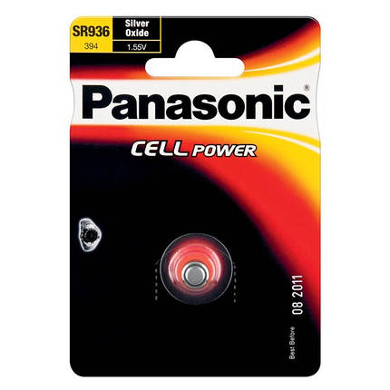 Батарейка Panasonic срібло-цинкова SR936(394, V394, D394) блістер, 1 шт., фото 1