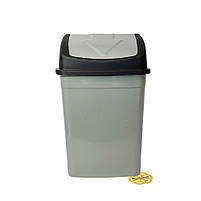 Компактне відро для сміття 15Л FLAT CLICK пластик, сірий SNMZ, фото 3