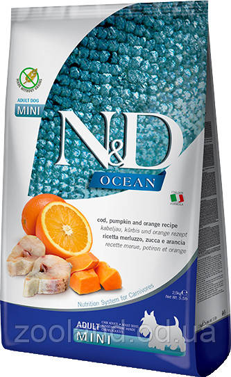 173416 Farmina N&D Ocean GF Adult Mini Треска й апельсини, 2,5 кг