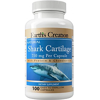 Акулячий хрящ Earth's Creation Shark Cartilage 750mg 100 капсул