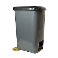 Прямокутне відро для сміття з педаллю 50 Л пластик, сірий SNMZ, фото 4