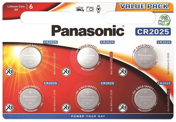 Батарейка Panasonic літієва CR2025 блістер, 6 шт., фото 1