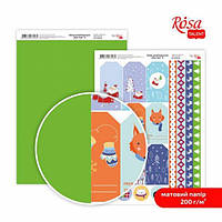 Бумага для дизайна Rosa Talent, А4, 200 г/м2, двусторонняя, матоваяя, New Year 8, (5318064)