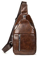 Мужская сумка-слинг кожаная Vintage коричневая