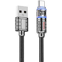 Дата кабель Hoco U122 Lantern Transparent Discovery Edition USB to Type-C (1.2m) GRI
