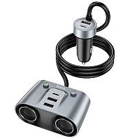 АЗУ Hoco Z51 Establisher 147W(2C3A) 2-in-1 cigarette lighter car charger GRI