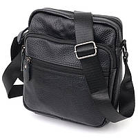 Сумка мужская Vintage 20678 кожаная черный, сумка через плечо мессенджер из натуральной кожи, небольшая сумка