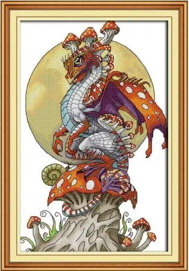 Набір для вишивання за нанесеною на канву схемою "Dinosaur".AIDA 14CT printed, 26*36 см