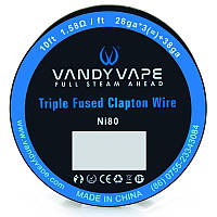 Катушка спирали Vandyvape Triple Fused Clapton Ni80 Wire Coil 3.05 м 28ga*3 38ga - 1.58 Ом (10422-hbr)