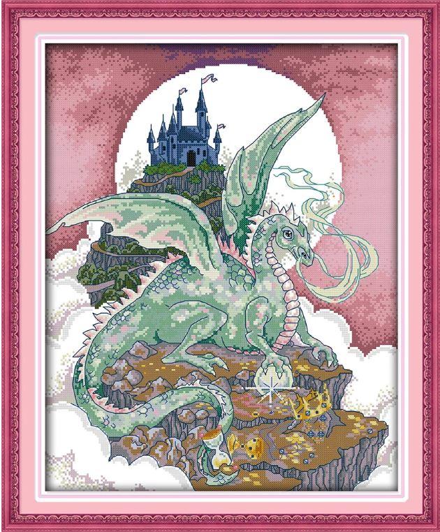 Набір для вишивання за нанесеною на канву схемою "Dragon".AIDA 14CT printed, 40*49 см