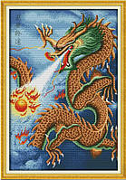 Набор для вышивания по нанесённой на канву схеме "Dragon (3)".AIDA 14CT printed, 36*52 см