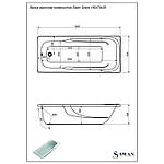 Ванна прямокутна акрилова 160x70 Swan Grace, фото 6