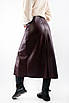 Спідниця міді з екошкіри з розрізом на блискаці коричнева 81001 (2000000121345), фото 5