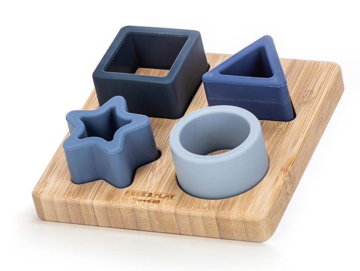 Силіконовий сортер на дерев'яній таці FreeON синій, фото 1