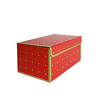 Подарункова коробка червона із золотим геометричним малюнком, L — 25,3×18×13,5 см  Кітті