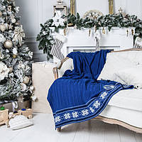 Плед вʼязаний Vividzone ЭТНО 140*180 синій