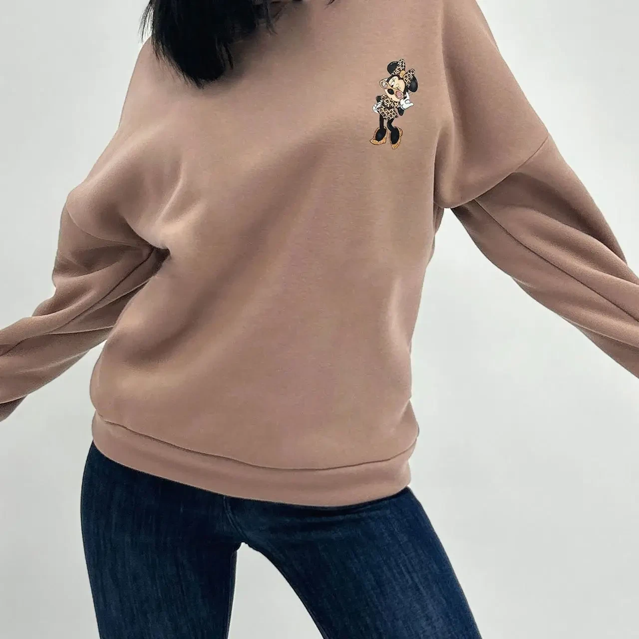 Жіночий теплий батник із двонитки на флісі з принтом у кольорах