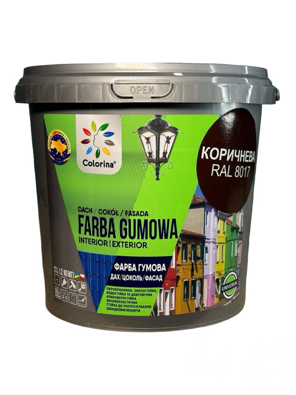 Фарба гумова для дахів Colorina 1,2 кг RAL 8017 коричнева