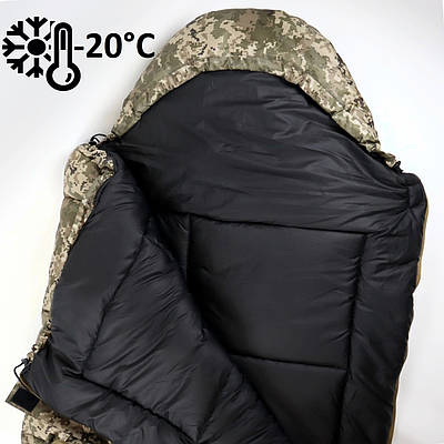Спальник зимовий до -20° Спальний мішок зимовий армійський широкий 85*205см з капюшоном спальник ковдра Піксель