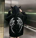 Кофта з рожками чорна на блискавці фліс 44 розмір, фото 2