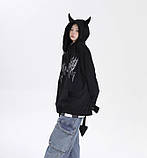 Кофта з рожками чорна на блискавці фліс 44 розмір, фото 4