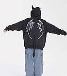 Кофта з рожками чорна на блискавці фліс 44 розмір, фото 6