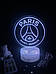 3d лампа ФК ПСЖ Франція, подарунок для фанатів футболу, світильник або нічник, 7 кольорів, 4 режими та пульт, фото 8