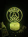 3d лампа ФК ПСЖ Франція, подарунок для фанатів футболу, світильник або нічник, 7 кольорів, 4 режими та пульт, фото 5