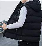 Жилет чоловічий теплий з капюшоном чорний 44-48, фото 5