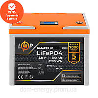 Аккумулятор LP LiFePO4 12V (12,8V) - 100 Ah Гарантия 5 лет ! (1280Wh) (BMS 80A/40А) пластик LCD для ИБП котла.