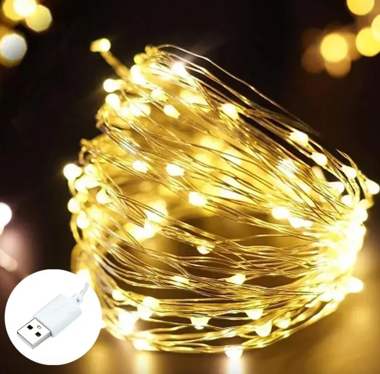 Світлодіодна гірлянда Нитка 20 м теплий білий 200LED USB (BPCWSL200USB)