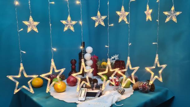 Світлодіодна гірлянда штора "Зірка" 6+6 2,5*1/0,6 м 8 режимів (CC01001-B)