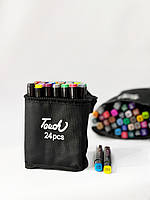 Набір оригінальних двосторонніх скетч маркерів фломастерів для малювання Touch 24 шт