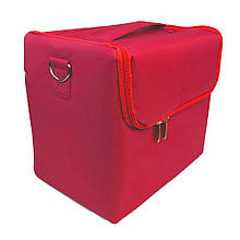 Кейс для майстра манікюру 28 x 21 х 25 см (велике відділення + 4 слоти), тканинний, Червоний