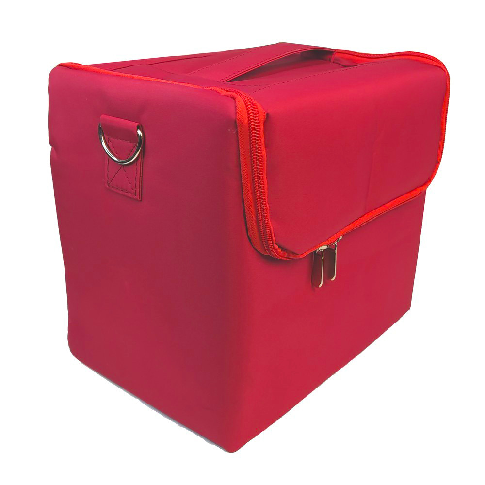 Кейс для майстра манікюру 28 x 21 х 25 см (велике відділення + 4 слоти), тканинний, Червоний
