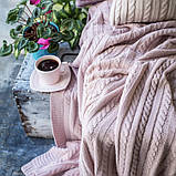 Плед у язаній VividZone КЛАСИК 150*210 пудра, фото 2
