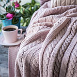 Плед у язаній VividZone КЛАСИК 150*210 пудра, фото 3