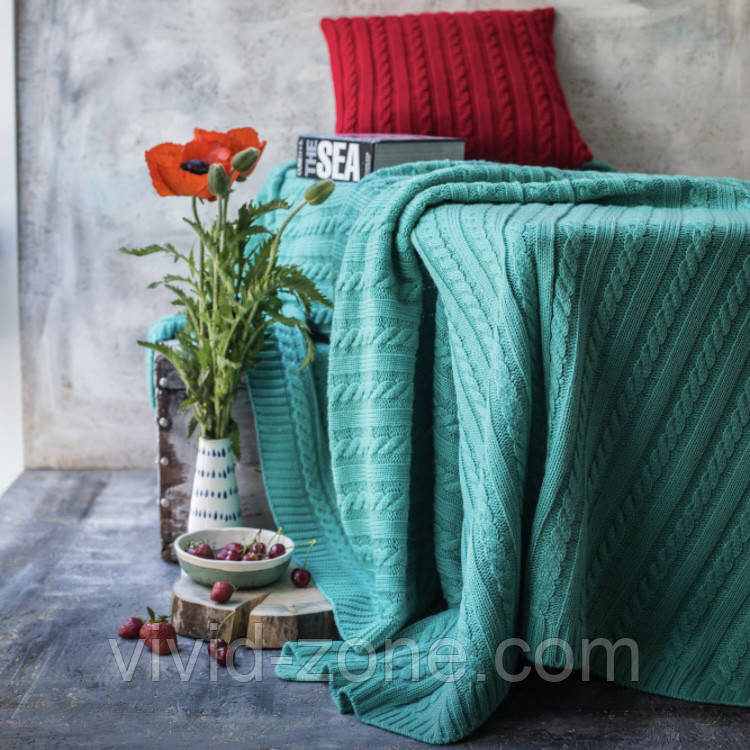 Плед вʼязаний Vividzone КЛАСИК 150*220 мʼята