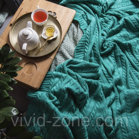 Плед вʼязаний Vividzone КЛАСИК 150*220 мʼята