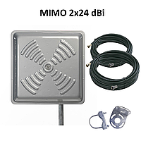 Антенна панельная 4G LTE MIMO 24 (1700-2700 МГц) + 2 по 10 метров кабеля 50 Ом RG58