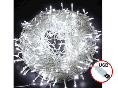 Гірлянда новорічна світлодіодна 50LED білий 5м USB G00102 ТМ КИТАЙ FG