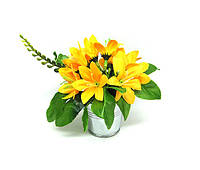 Искусственный цветок в ведерке Альстрамерия желтая