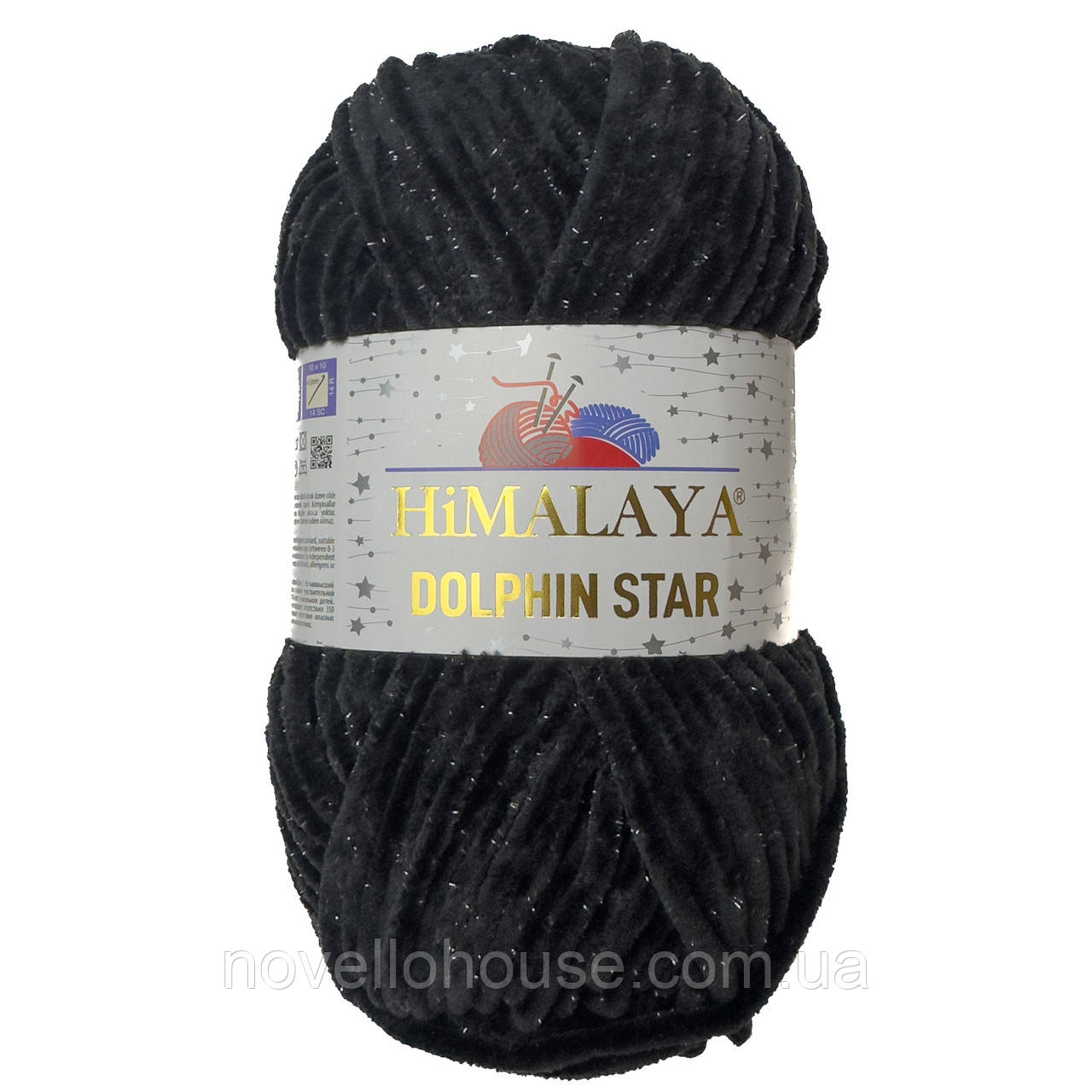Himalaya DOLPHİN STAR (Гімалаї Долфін стар) № 92111 чорний (Пряжа велюр з люрексом, нитки для в'язання плюшева)